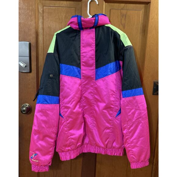 Sunice Ski Jacket Vtg Women’s Sz XL discipline Colorblock Pink Black Coat 80s 90 - Picture 2 of 16